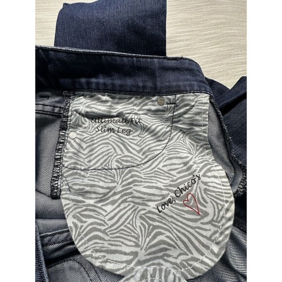Chico's Platinum Denim Dark Blue Size 0.5.  Ultimate Fit Slim Leg - Picture 5 of 5